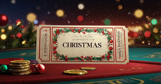 Ein vorab gebuchtes Ticket für ein Weihnachts-Event in einer Spielbank.