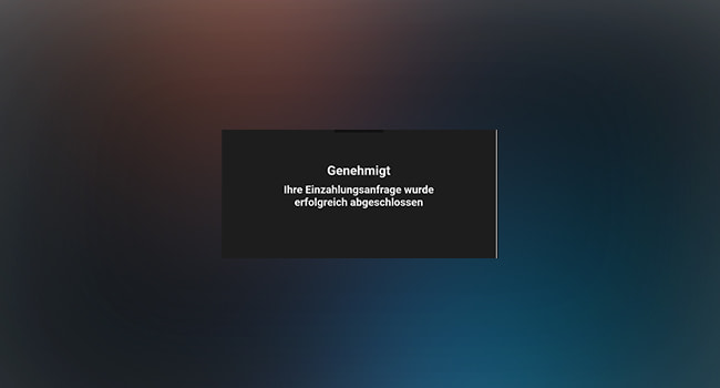 Gutschrift der Einzahlungsbetrags.