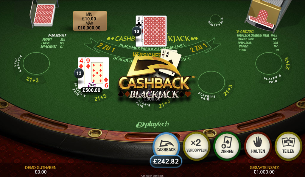Cashback Blackjack Spielszene