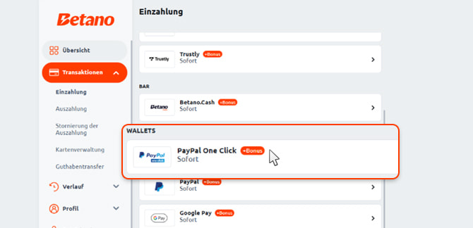 PayPal One Touch Zahlungen